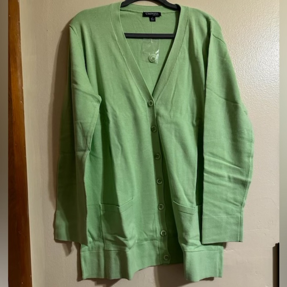 Chadwicks Women’s Green XL Cardigan Sweater. 100% Cotton. New!
